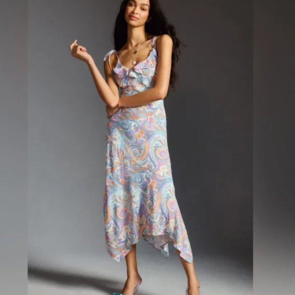 Anthropologie Ruffled V-Neck Slip Dress USED ONCE  SZ XL